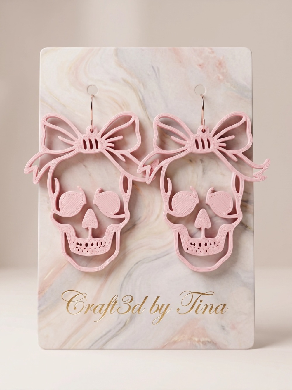 Pink Skull Bow Earrings - Kids Accessories